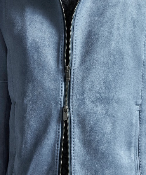 MEN'S BIGI（メンズビギ）の「フェイクスエードダンボール ライダースジャケット＜ストレッチ＞（ライダースジャケット・メンズ・ブルー/グレー系その他/ブラック・01/02/03/04）」の21枚目の写真
