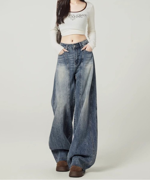 MAISON DE THERESE(メゾン ド テレーズ)の「ヴィンテージ ワイドデニム(デニムパンツ・レディース・ブルー・S/M/L/XS/XL/XX-LARGE)」の6枚目の写真