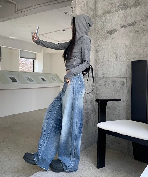 MAISON DE THERESE（メゾン ド テレーズ）の「ヴィンテージ ワイドデニム（デニムパンツ・レディース・ブルー・S/M/L/XS/XL/XX-LARGE）」の2枚目の写真