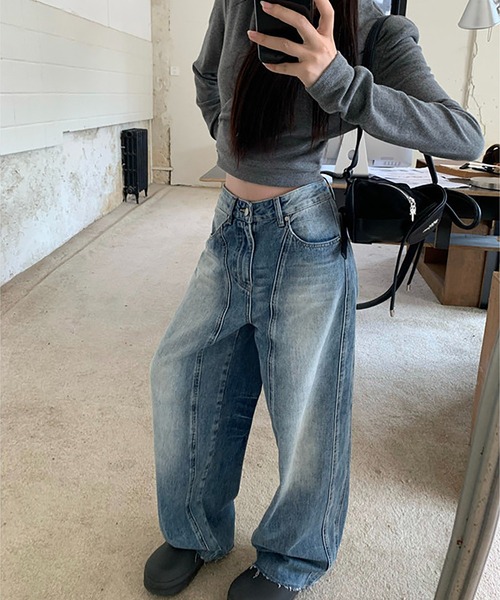 MAISON DE THERESE（メゾン ド テレーズ）の「ヴィンテージ ワイドデニム（デニムパンツ・レディース・ブルー・S/M/L/XS/XL/XX-LARGE）」の6枚目の写真