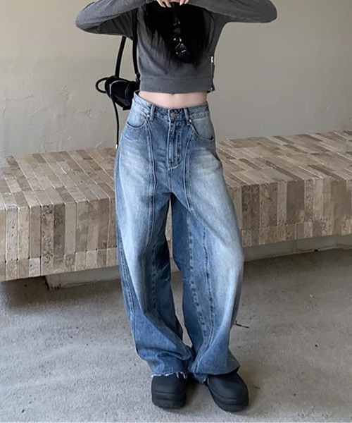 MAISON DE THERESE（メゾン ド テレーズ）の「ヴィンテージ ワイドデニム（デニムパンツ・レディース・ブルー・S/M/L/XS/XL/XX-LARGE）」の5枚目の写真