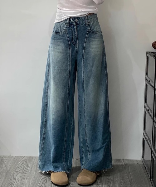 MAISON DE THERESE（メゾン ド テレーズ）の「ヴィンテージ ワイドデニム（デニムパンツ・レディース・ブルー・S/M/L/XS/XL/XX-LARGE）」の9枚目の写真