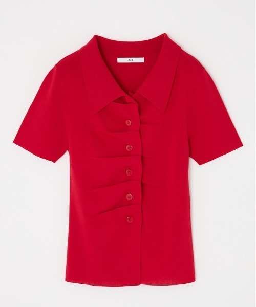 ニット セーター FRONT BUTTON KNIT TOPS フロントボタン ニット トップス サマーニット 夏服 半袖 レディース SLY ニット セーター FRONT BUTTON KNIT TOPS フロントボタン