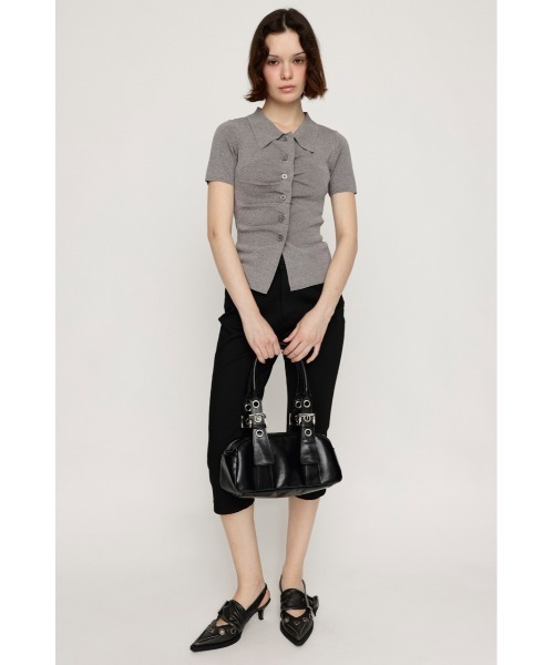 SLY（スライ）の「FRONT BUTTON KNIT TOPS フロントボタン ニット トップス サマーニット 夏服 半袖（ニット/セーター・レディース・レッド/杢グレー/ブラック・FREE）」の9枚目の写真