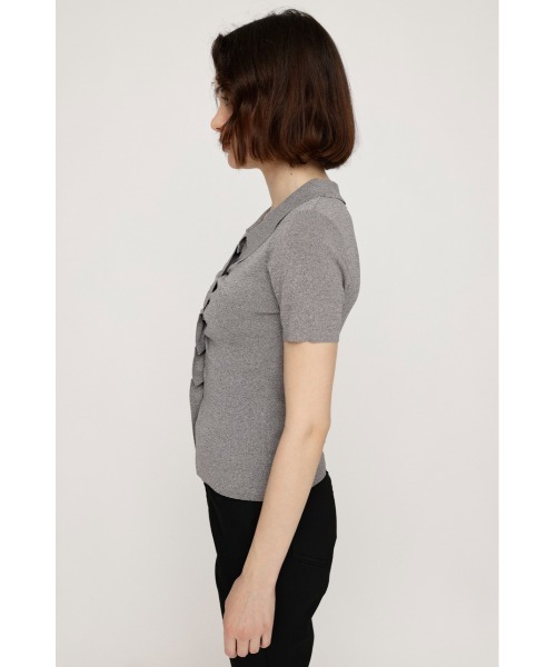 SLY（スライ）の「FRONT BUTTON KNIT TOPS フロントボタン ニット トップス サマーニット 夏服 半袖（ニット/セーター・レディース・レッド/杢グレー/ブラック・FREE）」の7枚目の写真