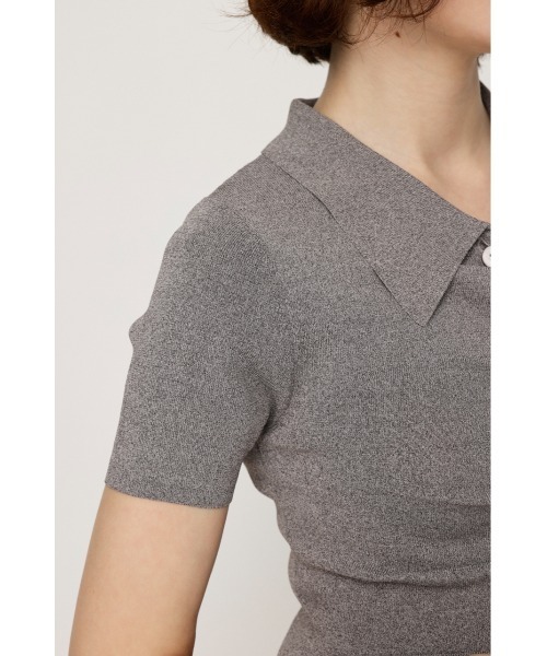 SLY（スライ）の「FRONT BUTTON KNIT TOPS フロントボタン ニット トップス サマーニット 夏服 半袖（ニット/セーター・レディース・レッド/杢グレー/ブラック・FREE）」の5枚目の写真