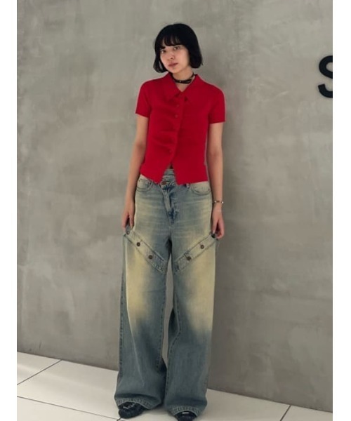 FRONT BUTTON KNIT TOPS フロントボタン ニット トップス サマー