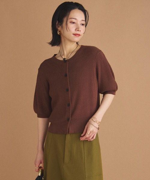 Doux archives（ドゥアルシーヴ）の「五分袖ニットカーディガン（カーディガン/ボレロ・レディース・ブルー/ブラック/レッド/ブラウン・FREE）」の6枚目の写真