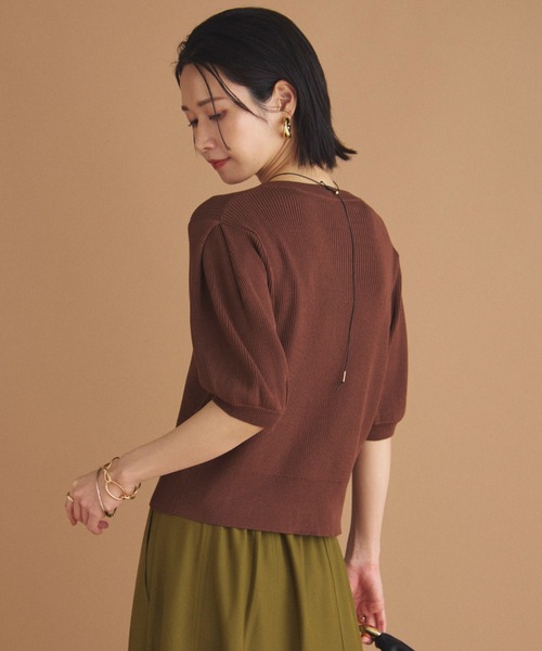 Doux archives（ドゥアルシーヴ）の「五分袖ニットカーディガン（カーディガン/ボレロ・レディース・ブルー/ブラック/レッド/ブラウン・FREE）」の9枚目の写真