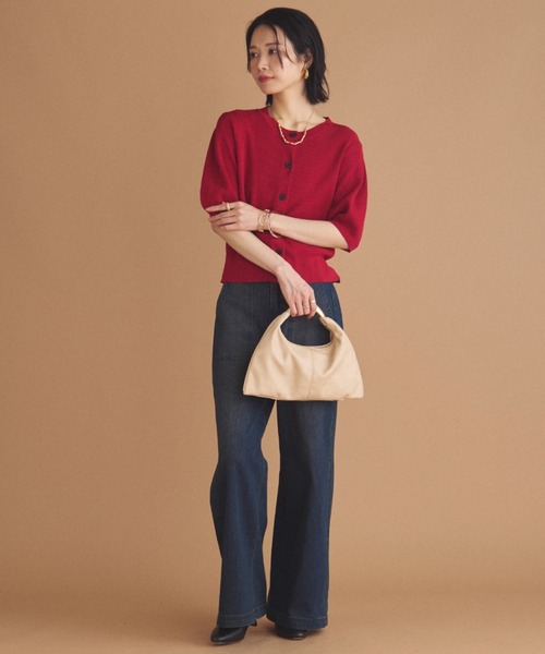 Doux archives（ドゥアルシーヴ）の「五分袖ニットカーディガン（カーディガン/ボレロ・レディース・ブルー/ブラック/レッド/ブラウン・FREE）」の10枚目の写真