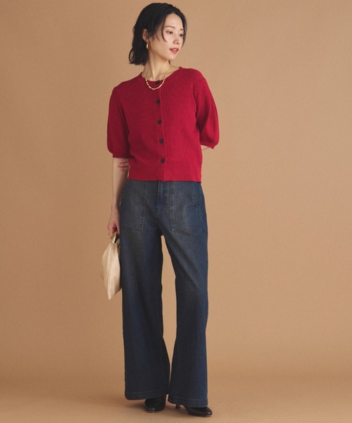 Doux archives（ドゥアルシーヴ）の「五分袖ニットカーディガン（カーディガン/ボレロ・レディース・ブルー/ブラック/レッド/ブラウン・FREE）」の13枚目の写真