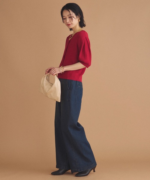 Doux archives（ドゥアルシーヴ）の「五分袖ニットカーディガン（カーディガン/ボレロ・レディース・ブルー/ブラック/レッド/ブラウン・FREE）」の16枚目の写真