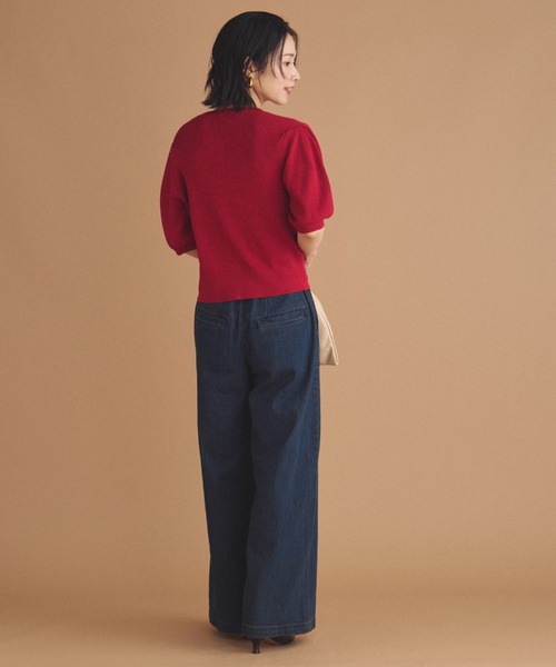 Doux archives（ドゥアルシーヴ）の「五分袖ニットカーディガン（カーディガン/ボレロ・レディース・ブルー/ブラック/レッド/ブラウン・FREE）」の17枚目の写真