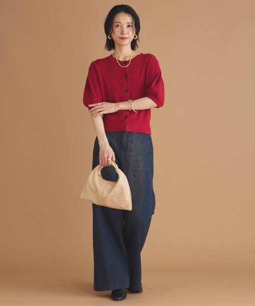 Doux archives（ドゥアルシーヴ）の「五分袖ニットカーディガン（カーディガン/ボレロ・レディース・ブルー/ブラック/レッド/ブラウン・FREE）」の20枚目の写真