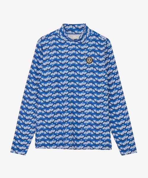 セール】ショットスムーザープリント長袖モックネックシャツ