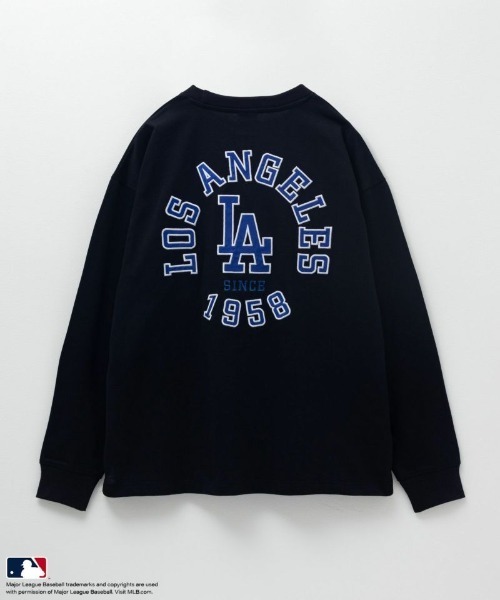 MLB(メジャーリーグベースボール)の「MLB バックアーチ ロングスリーブTシャツ(Tシャツ/カットソー・メンズ・ブラウン/アッシュグレー/ブルー系/ブラック・XL/L/M)」の1枚目の写真