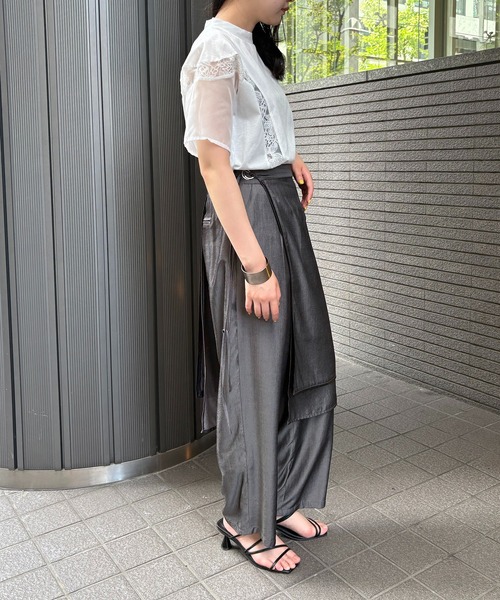 &g'aime(アンジェム)の「【&g'aime】レース×シアーパネルT Lace & Sheer Panel Tee(Tシャツ/カットソー・レディース・ホワイト/ブラック・FREE)」の13枚目の写真