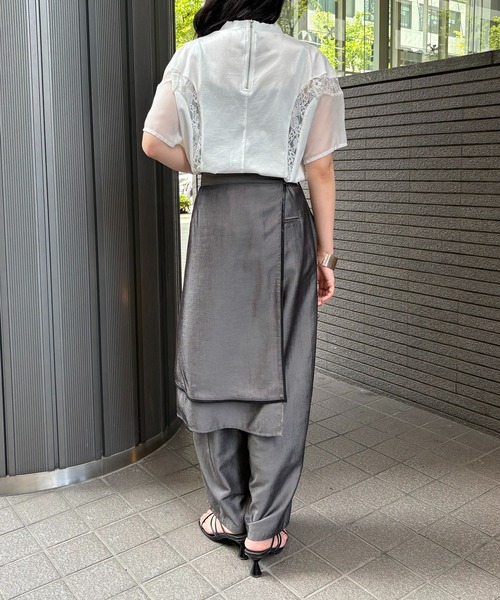 &g'aime(アンジェム)の「【&g'aime】レース×シアーパネルT Lace & Sheer Panel Tee(Tシャツ/カットソー・レディース・ホワイト/ブラック・FREE)」の14枚目の写真