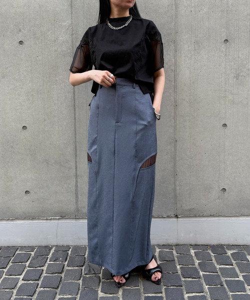 &g'aime(アンジェム)の「【&g'aime】レース×シアーパネルT Lace & Sheer Panel Tee(Tシャツ/カットソー・レディース・ホワイト/ブラック・FREE)」の20枚目の写真