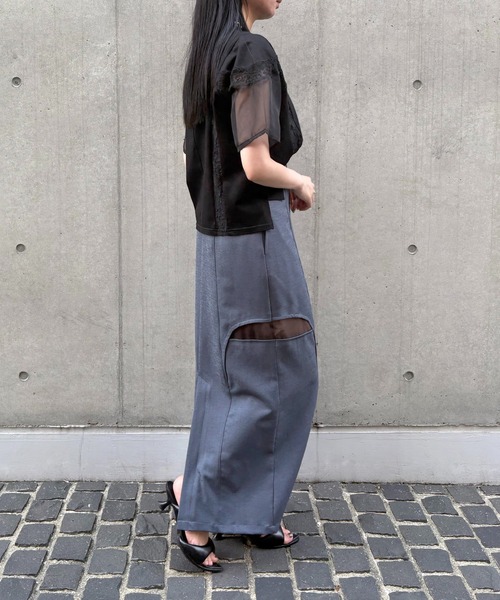 &g'aime(アンジェム)の「【&g'aime】レース×シアーパネルT Lace & Sheer Panel Tee(Tシャツ/カットソー・レディース・ホワイト/ブラック・FREE)」の21枚目の写真