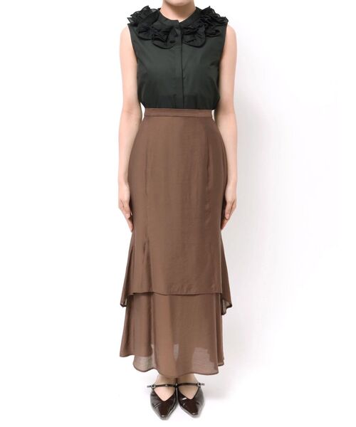 LAGUNAMOON（ラグナムーン）の「セミシアーティアードスカート（スカート・レディース・ライトグレー/ブラウン/アイボリー・SMALL/MEDIUM）」の12枚目の写真