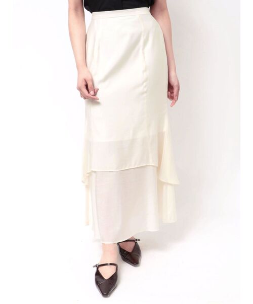 LAGUNAMOON（ラグナムーン）の「セミシアーティアードスカート（スカート・レディース・ライトグレー/ブラウン/アイボリー・SMALL/MEDIUM）」の5枚目の写真