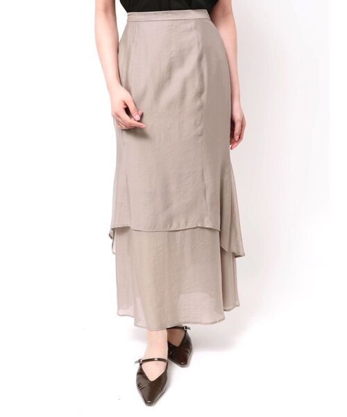 LAGUNAMOON（ラグナムーン）の「セミシアーティアードスカート（スカート・レディース・ライトグレー/ブラウン/アイボリー・SMALL/MEDIUM）」の4枚目の写真