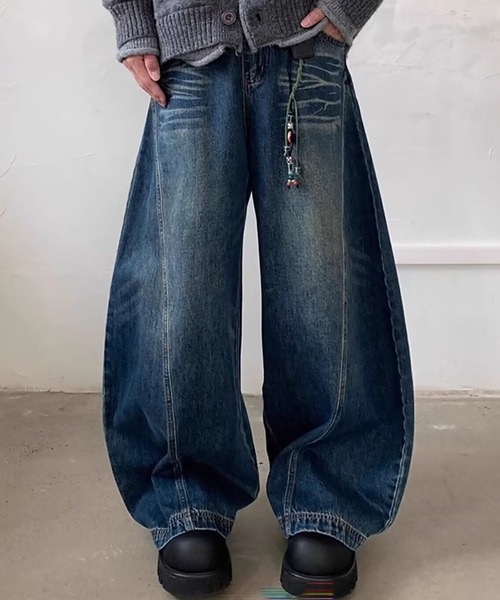 Evo+Revo（エボレボ）の「“圧巻のボリューム” ワイドバルーンデニム（デニムパンツ・メンズ・ブラック/ネイビー・M/L/XL）」の2枚目の写真