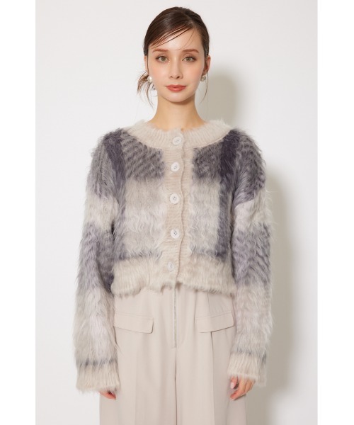 rienda（リエンダ）の「2WAYロングシャギーチェックショートニットカーディガン 秋服（カーディガン/ボレロ・レディース・ベージュ系その他/グレー系その他・FREE）」の16枚目の写真
