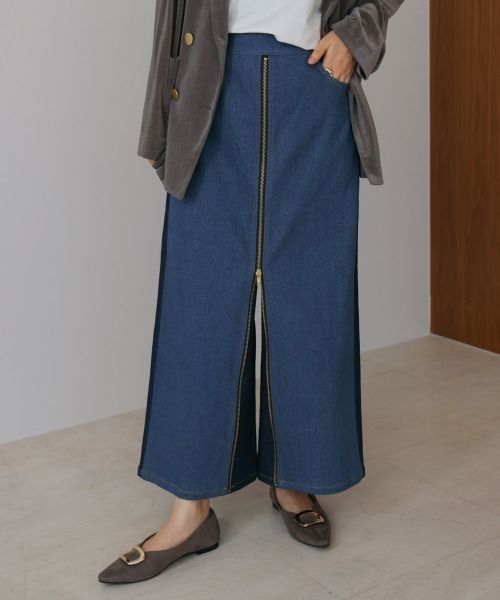 デニム配色ZIP パンツ（デニムパンツ）｜Bou Jeloud