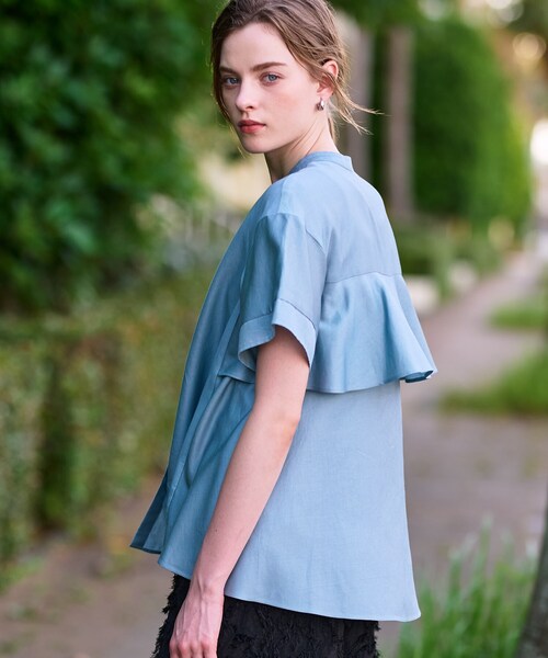 DRESSTERIOR(ドレステリア)の「【洗える/コットン100%】バックフレアティアードブラウス(シャツ/ブラウス・レディース・ライトブルー/オフホワイト/ブラウン系その他・34/36/38)」の11枚目の写真