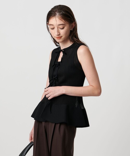 UNITED ARROWS(ユナイテッドアローズ)の「シアー リボン 2WAY ベスト ウォッシャブル(ニット/セーター・レディース・ネイビー/ブラック・FREE)」の8枚目の写真