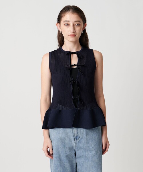 UNITED ARROWS(ユナイテッドアローズ)の「シアー リボン 2WAY ベスト ウォッシャブル(ニット/セーター・レディース・ネイビー/ブラック・FREE)」の10枚目の写真