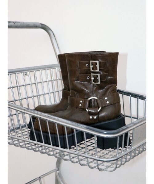 セール】プラットフォームショートエンジニアブーツ 厚底 靴（ブーツ