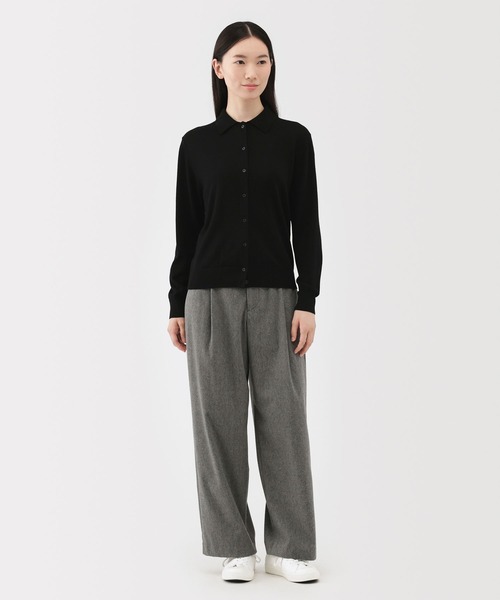 無印良品(ムジルシリョウヒン)の「婦人 洗えるウールハイゲージポロカーディガン(カーディガン/ボレロ・レディース・ダークブラウン/オートミール/ブラック・XL/L/M/S)」の4枚目の写真