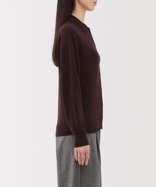 無印良品(ムジルシリョウヒン)の「婦人 洗えるウールハイゲージポロカーディガン(カーディガン/ボレロ・レディース・ダークブラウン/オートミール/ブラック・XL/L/M/S)」の11枚目の写真
