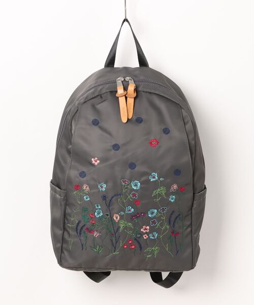 SUPER HAKKA（スーパーハッカ）の「「glanta」フラワー＆ドット刺繍ラウンドリュック（バックパック/リュック・レディース・グレー/ブラック/チャコール・FREE）」の12枚目の写真