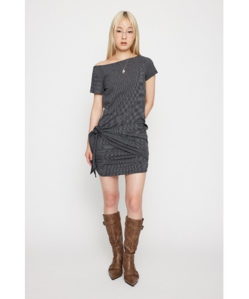 LAGUA GEM(ラグアジェム)の「BORDER WRAP ミニワンピース(ワンピース・レディース・ホワイト/レッド/グレー・SMALL/MEDIUM)」の4枚目の写真