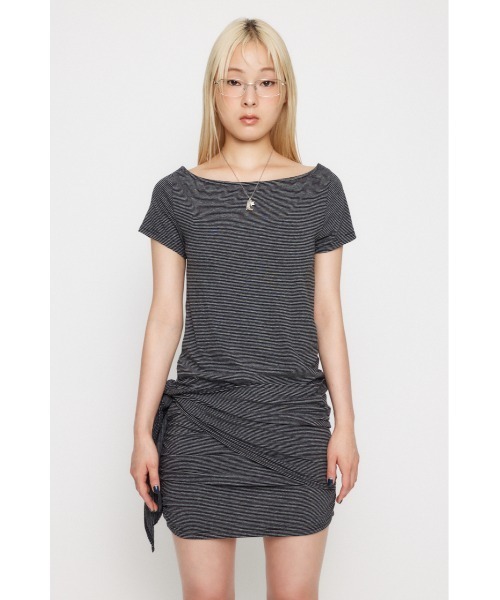 LAGUA GEM(ラグアジェム)の「BORDER WRAP ミニワンピース(ワンピース・レディース・ホワイト/レッド/グレー・SMALL/MEDIUM)」の5枚目の写真