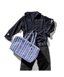 PUEBCO（プエブコ）の「SHIRT FABRIC SCHOOL BAG Stripe B（ボストンバッグ）」