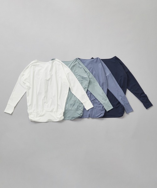 Julier Yoga and Relax（ジュリエヨガアンドリラックス）の「Julier (定番)ライトプライム ロングスリーブプルオーバー（Tシャツ/カットソー・レディース・ブルー/ホワイト/ネイビー/ミント・1/0）」の6枚目の写真