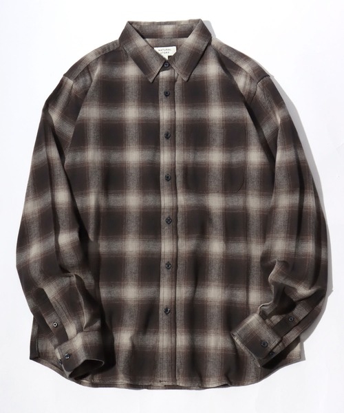 MARUKAWA（マルカワ）の「2025AW USAコットン オンブレネルチェック レギュラーカラーシャツ 薄手 長袖 メンズ レディース（シャツ/ブラウス・メンズ・ブルー/イエロー系その他/ネイビー/カーキ/レッド/ダークブラウン/ベージュ/ブラック・M/L/LL）」の2枚目の写真