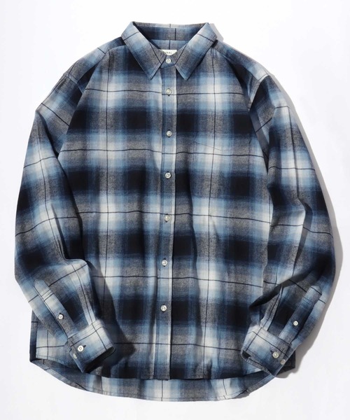 MARUKAWA（マルカワ）の「2025AW USAコットン オンブレネルチェック レギュラーカラーシャツ 薄手 長袖 メンズ レディース（シャツ/ブラウス・メンズ・ブルー/イエロー系その他/ネイビー/カーキ/レッド/ダークブラウン/ベージュ/ブラック・M/L/LL）」の6枚目の写真