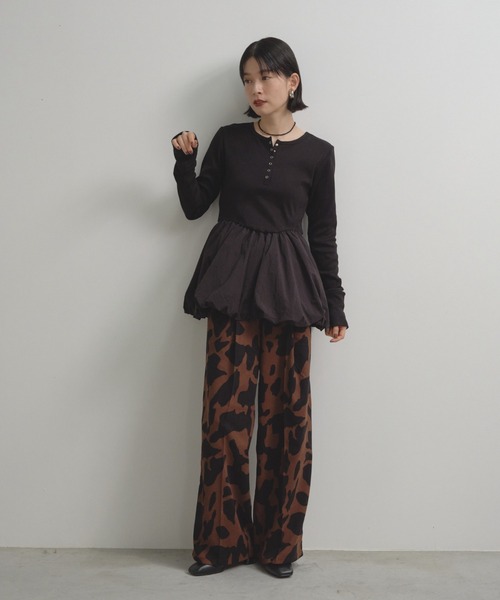 Shelly island（シェリーアイランド）の「ドッキングバルーンロンTEE（Tシャツ/カットソー・レディース・ブラック/ブラウン/ベージュ・FREE）」の9枚目の写真