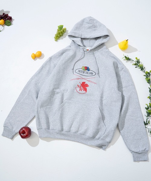 FRUIT OF THE LOOM(フルーツオブザルーム)の「【FRUIT OF THE LOOM】FTL×EVA ロゴプリントフーディー / フルーツオブザルーム×エヴァンゲリオン パーカー(パーカー・メンズ・ブラック/ネイビー/杢グレー・S/XL/L/M)」の1枚目の写真