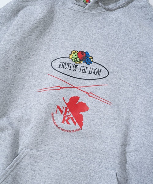 FRUIT OF THE LOOM(フルーツオブザルーム)の「【FRUIT OF THE LOOM】FTL×EVA ロゴプリントフーディー / フルーツオブザルーム×エヴァンゲリオン パーカー(パーカー・メンズ・ブラック/ネイビー/杢グレー・S/XL/L/M)」の5枚目の写真