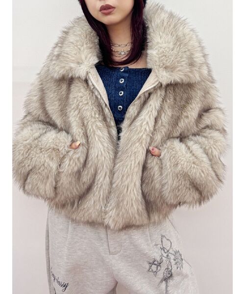 ファイクファーショートブルゾン（ブルゾン）｜EVRIS（エヴリス