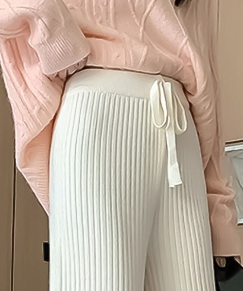 cammie(キャミー)の「リブワイドパンツ(その他パンツ・レディース・ベージュ/グレー/オフホワイト/ブラック・F)」の5枚目の写真