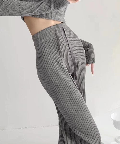cammie(キャミー)の「リブワイドパンツ(その他パンツ・レディース・ベージュ/グレー/オフホワイト/ブラック・F)」の13枚目の写真