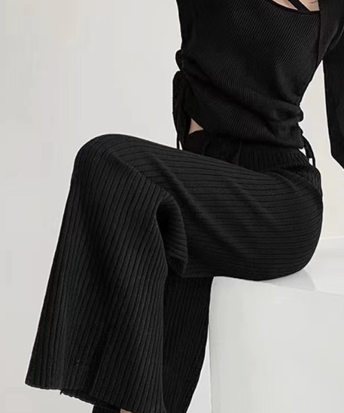 cammie(キャミー)の「リブワイドパンツ(その他パンツ・レディース・ベージュ/グレー/オフホワイト/ブラック・F)」の11枚目の写真